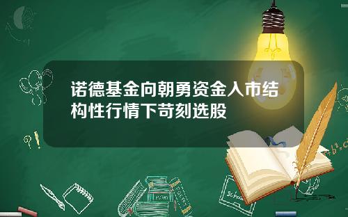 诺德基金向朝勇资金入市结构性行情下苛刻选股