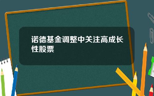 诺德基金调整中关注高成长性股票