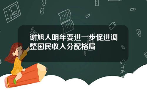 谢旭人明年要进一步促进调整国民收入分配格局