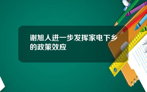 谢旭人进一步发挥家电下乡的政策效应
