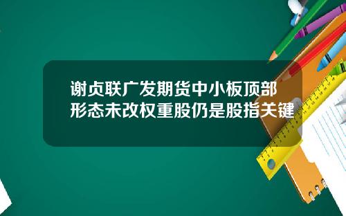 谢贞联广发期货中小板顶部形态未改权重股仍是股指关键
