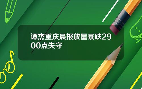 谭杰重庆晨报放量暴跌2900点失守