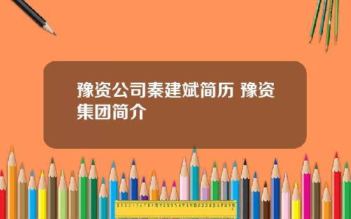 豫资公司秦建斌简历 豫资集团简介