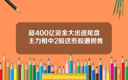 超400亿资金大出逃尾盘主力相中2股这些股遭抛售