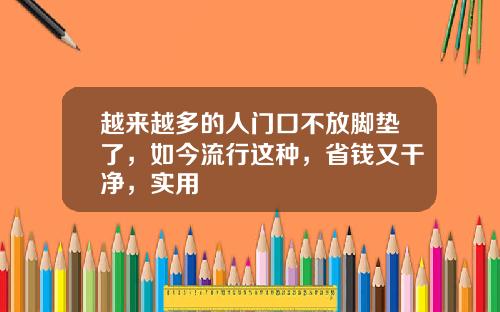 越来越多的人门口不放脚垫了，如今流行这种，省钱又干净，实用
