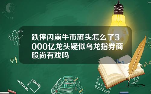 跌停闪崩牛市旗头怎么了3000亿龙头疑似乌龙指券商股尚有戏吗