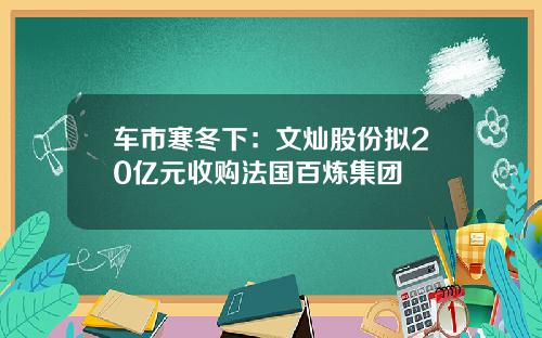 车市寒冬下：文灿股份拟20亿元收购法国百炼集团