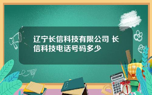 辽宁长信科技有限公司 长信科技电话号码多少
