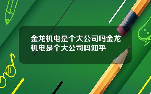 金龙机电是个大公司吗金龙机电是个大公司吗知乎