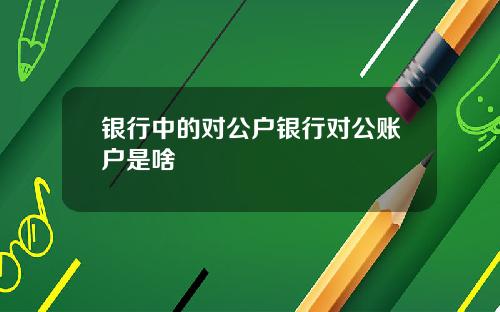 银行中的对公户银行对公账户是啥