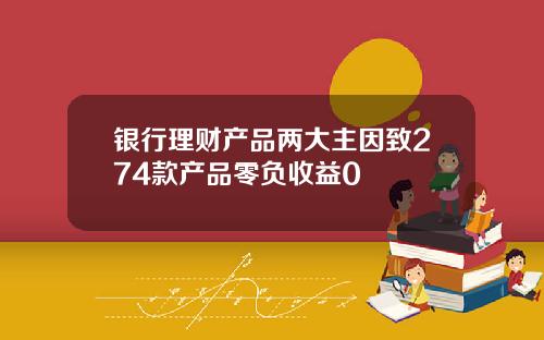 银行理财产品两大主因致274款产品零负收益0