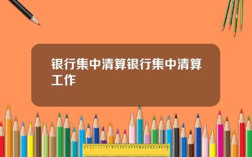 银行集中清算银行集中清算工作