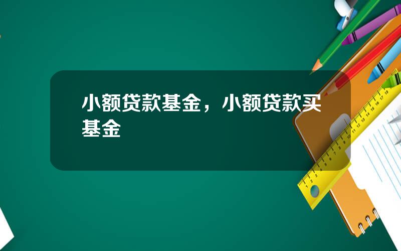 小额贷款基金，小额贷款买基金