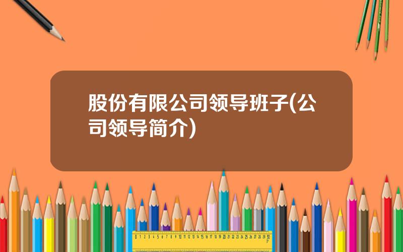 股份有限公司领导班子(公司领导简介)
