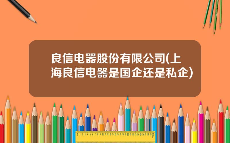 良信电器股份有限公司(上海良信电器是国企还是私企)