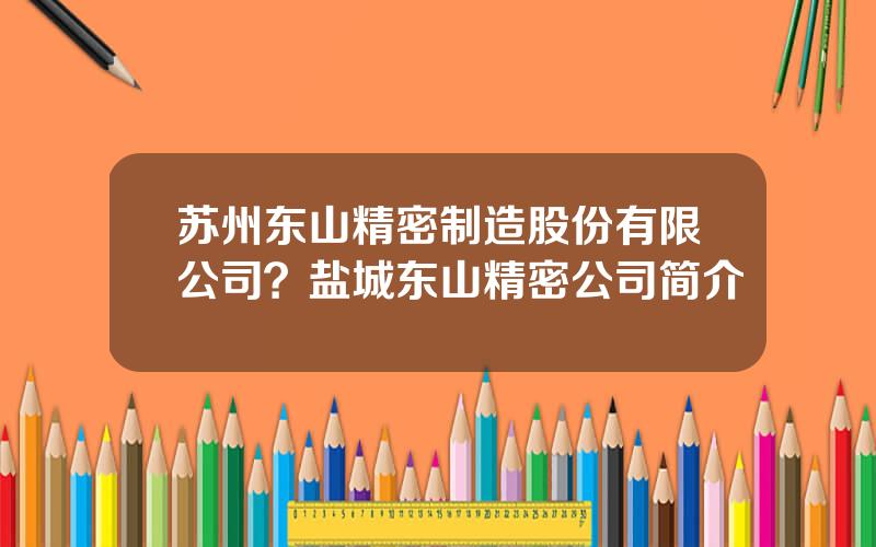 苏州东山精密制造股份有限公司？盐城东山精密公司简介