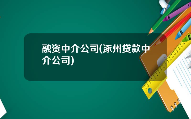 融资中介公司(涿州贷款中介公司)