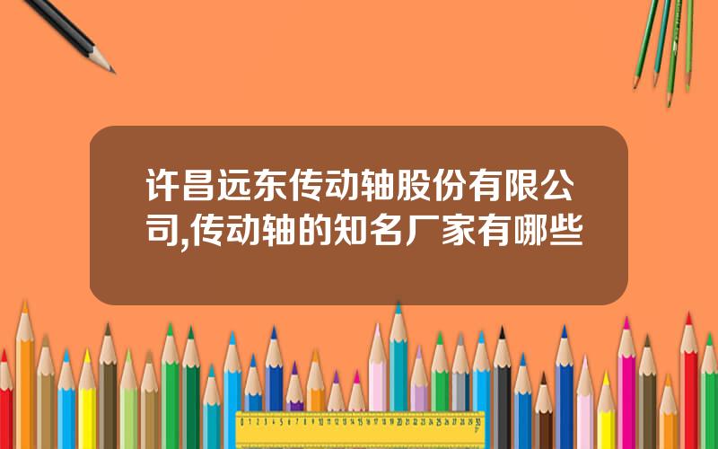 许昌远东传动轴股份有限公司,传动轴的知名厂家有哪些