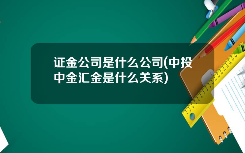 证金公司是什么公司(中投中金汇金是什么关系)