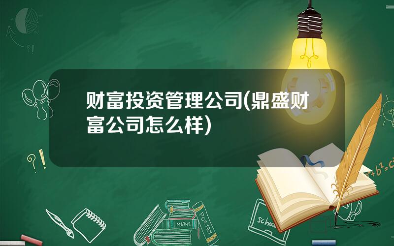 财富投资管理公司(鼎盛财富公司怎么样)