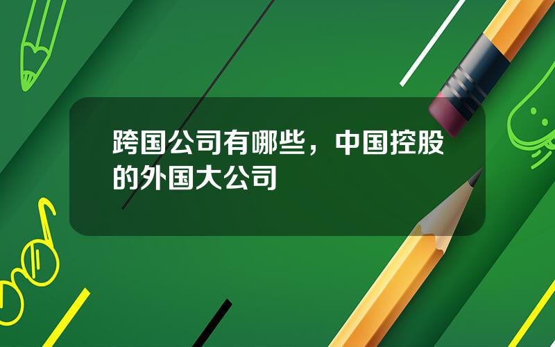 跨国公司有哪些，中国控股的外国大公司