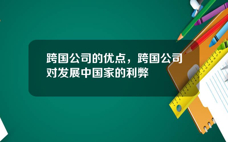 跨国公司的优点，跨国公司对发展中国家的利弊