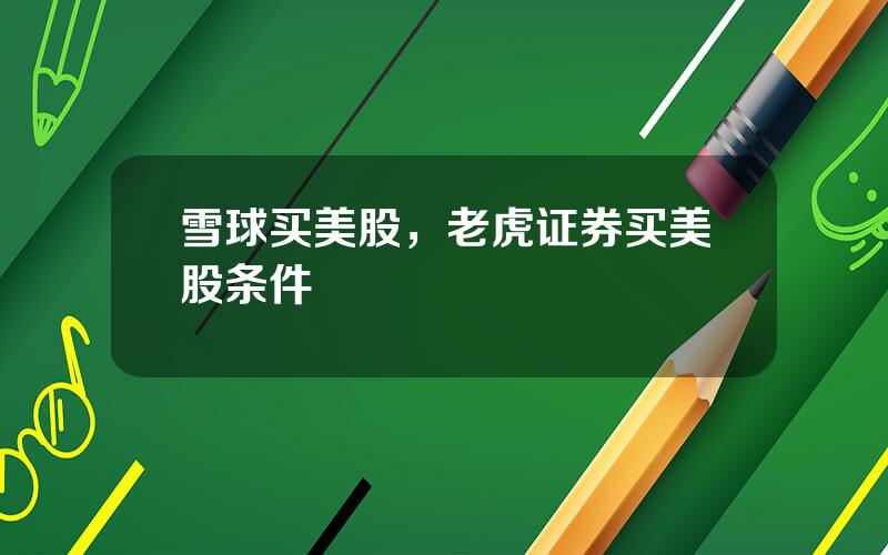 雪球买美股，老虎证券买美股条件